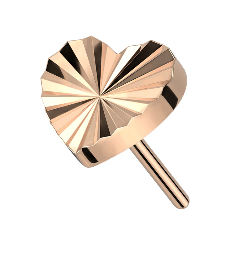 Rose Gold PVD Retro Heart Threadless Titanium Top - Mrs Treak