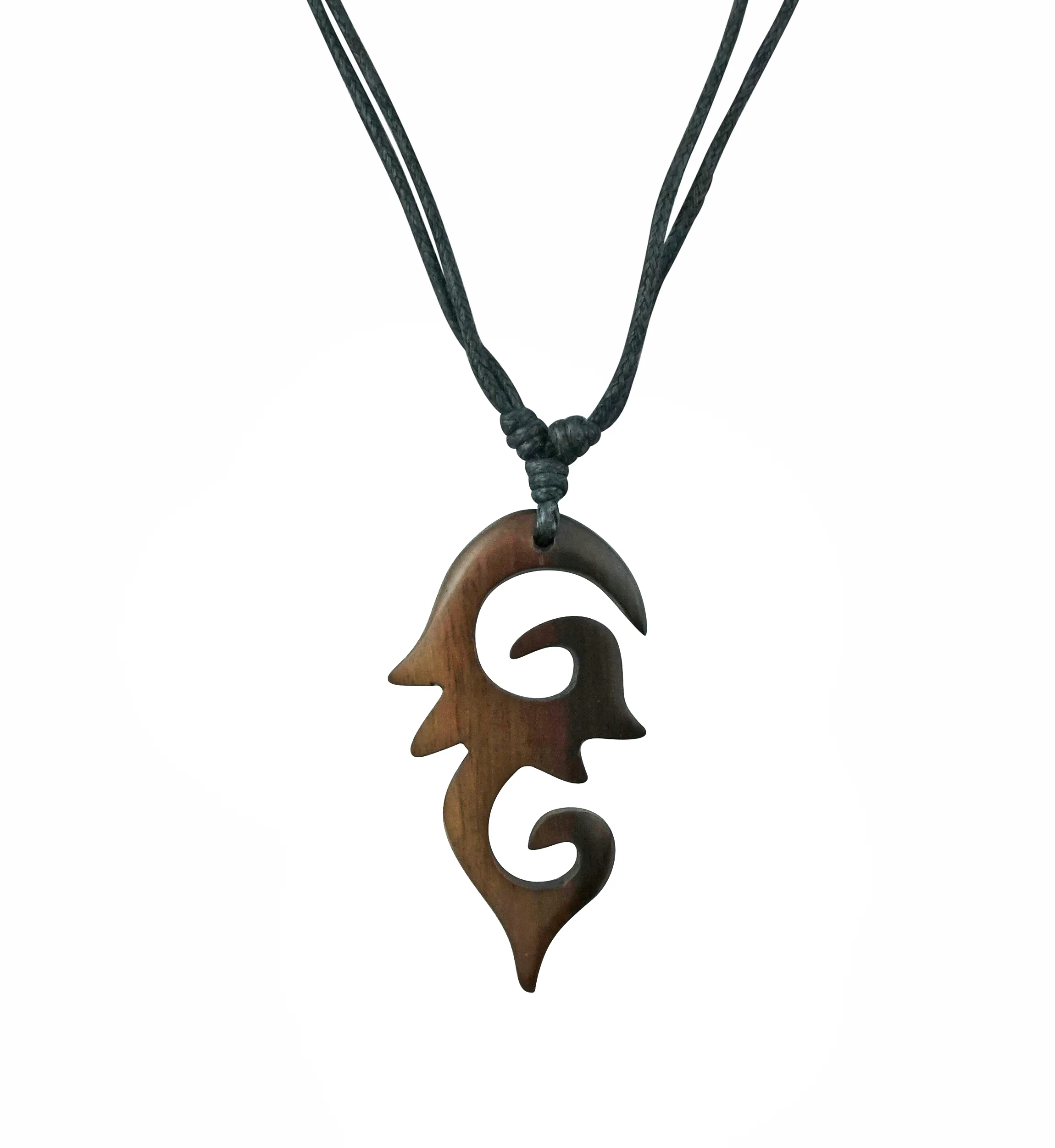 Stacked Spiral Wood Pendant Necklace - Mrs Treak