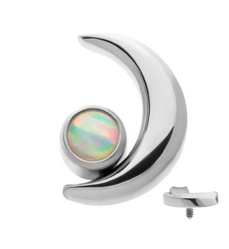 Half Moon White Opalite Internally Threaded Titanium Top - Mrs Treak