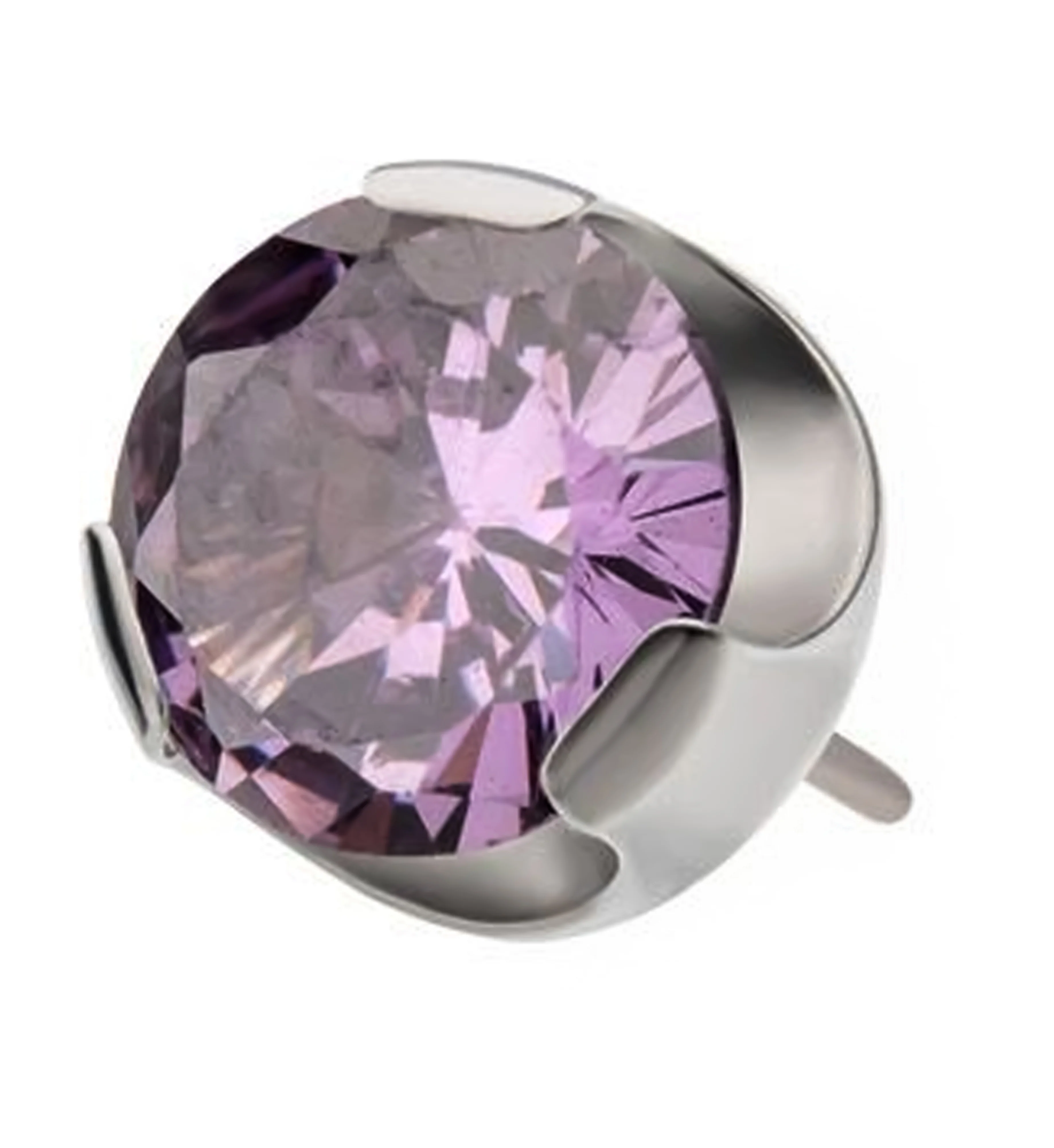 Amethyst Dome CZ Titanium Threadless Top - Mrs Treak