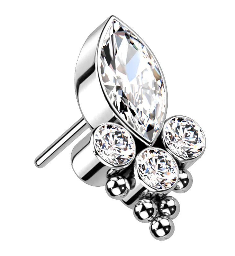Duchess Beaded Clear CZ Titanium Threadless Top - Mrs Treak