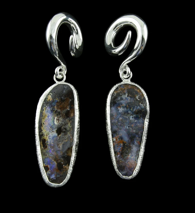 Double Boulder Opal Ear Weights Version 24 - Mrs Treak