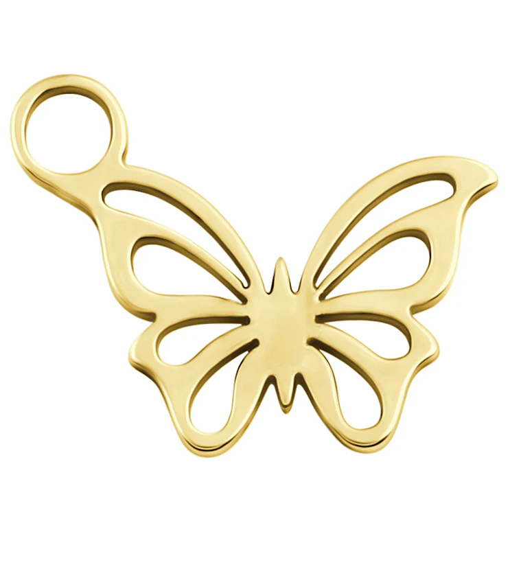 Gold PVD Butterfly Outline Stainless Steel Charm - Mrs Treak