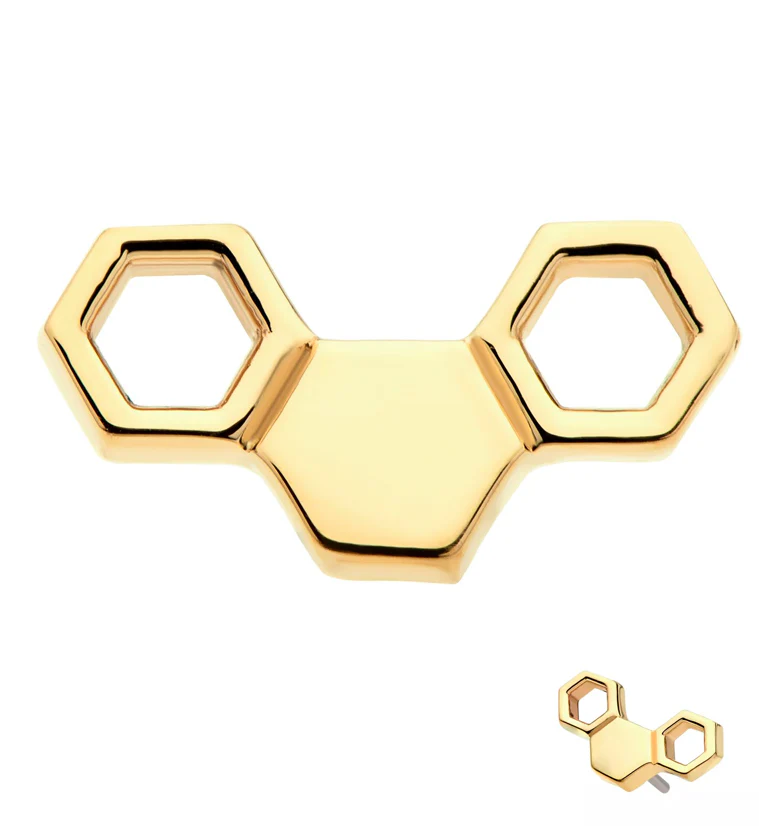 14kt Gold Triple Hexad Threadless Top - Mrs Treak