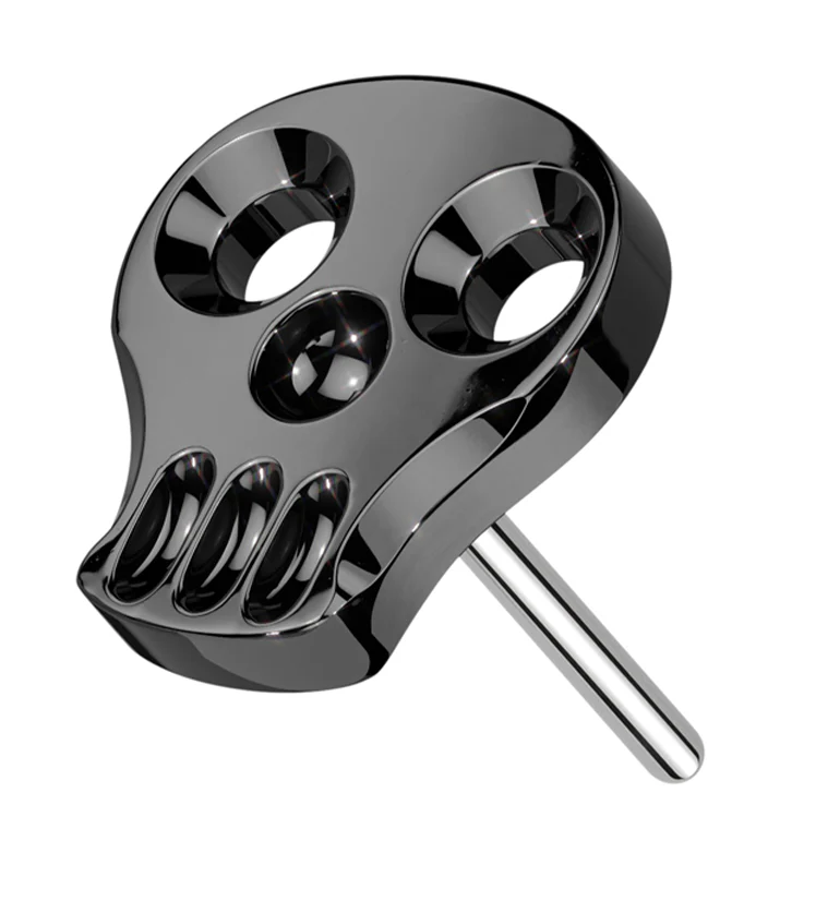 Black PVD Skull Face Titanium Threadless Top - Mrs Treak