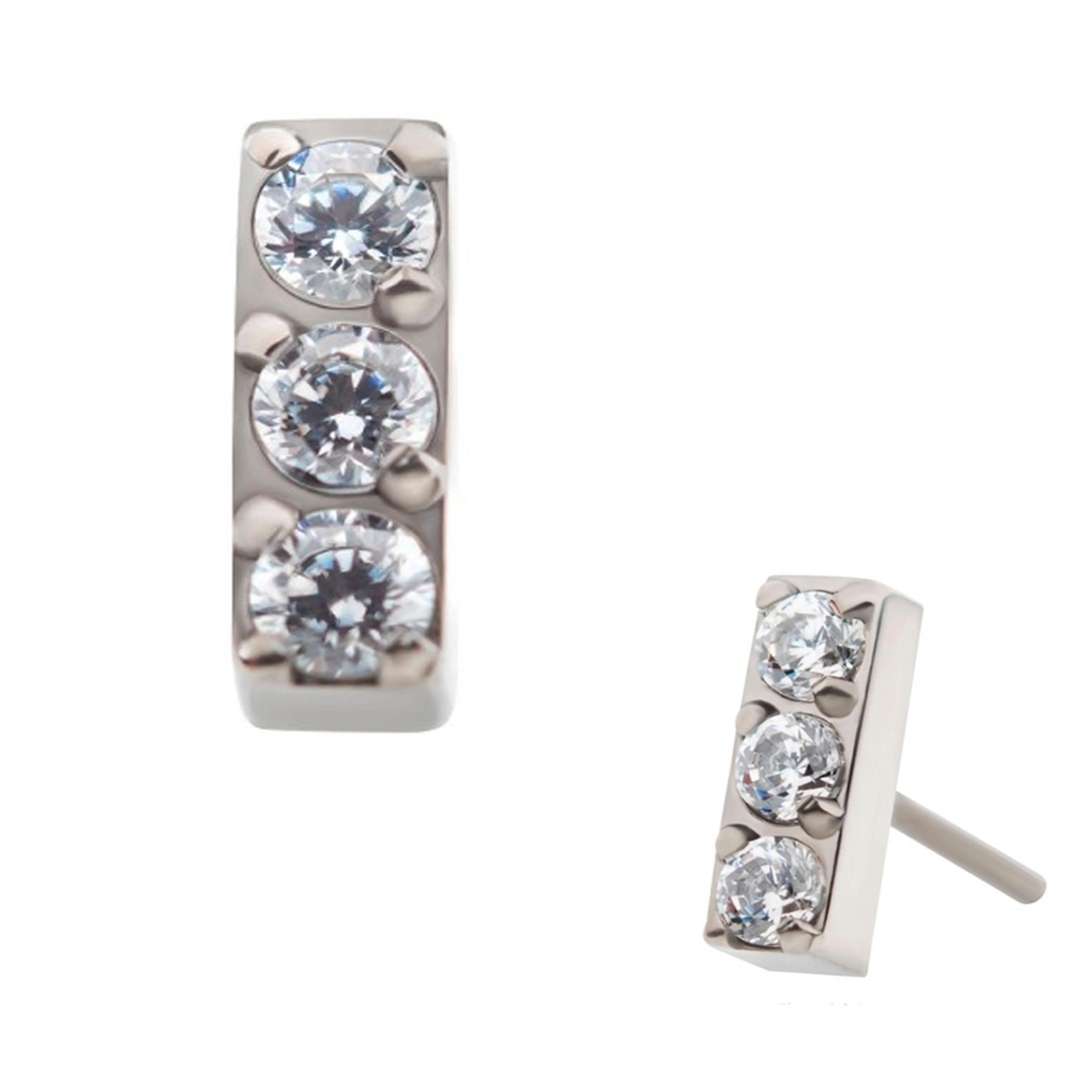 Triple CZ Bar Titanium Top - Mrs Treak