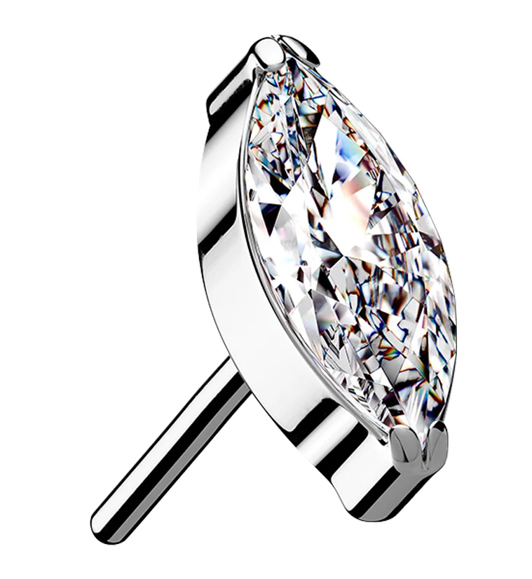 Clear CZ Oval Titanium Threadless Top - Mrs Treak