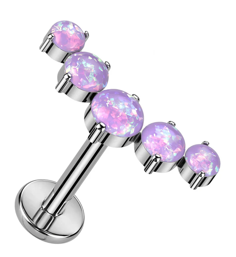 Curve Purple Opalite Titanium Internally Threaded Labret - Mrs Treak
