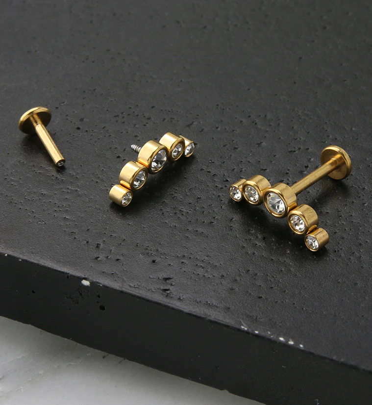 Gold PVD Arch CZ Labret Post - Mrs Treak