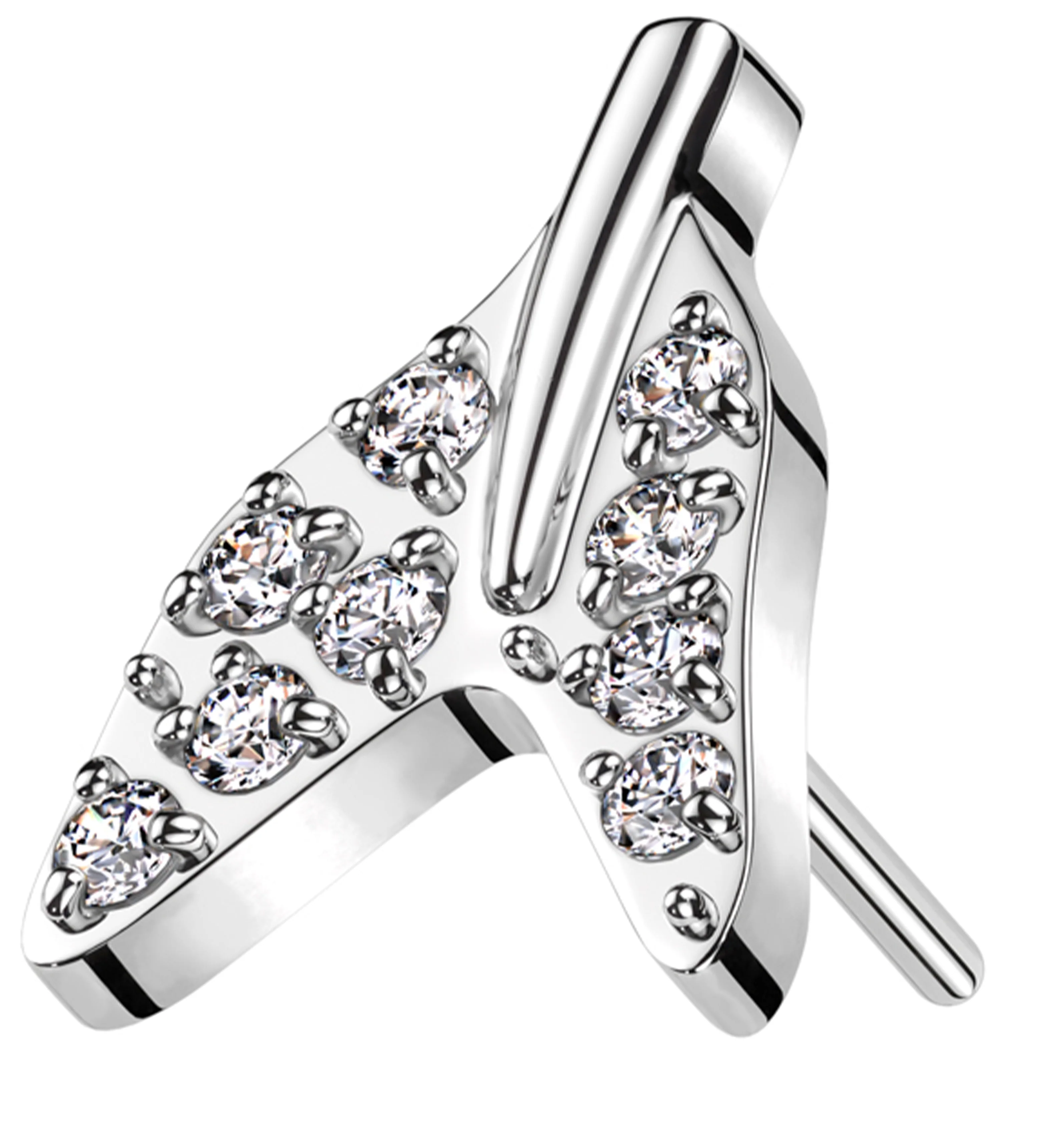 Tail Fin Clear CZ Titanium Threadless Top - Mrs Treak
