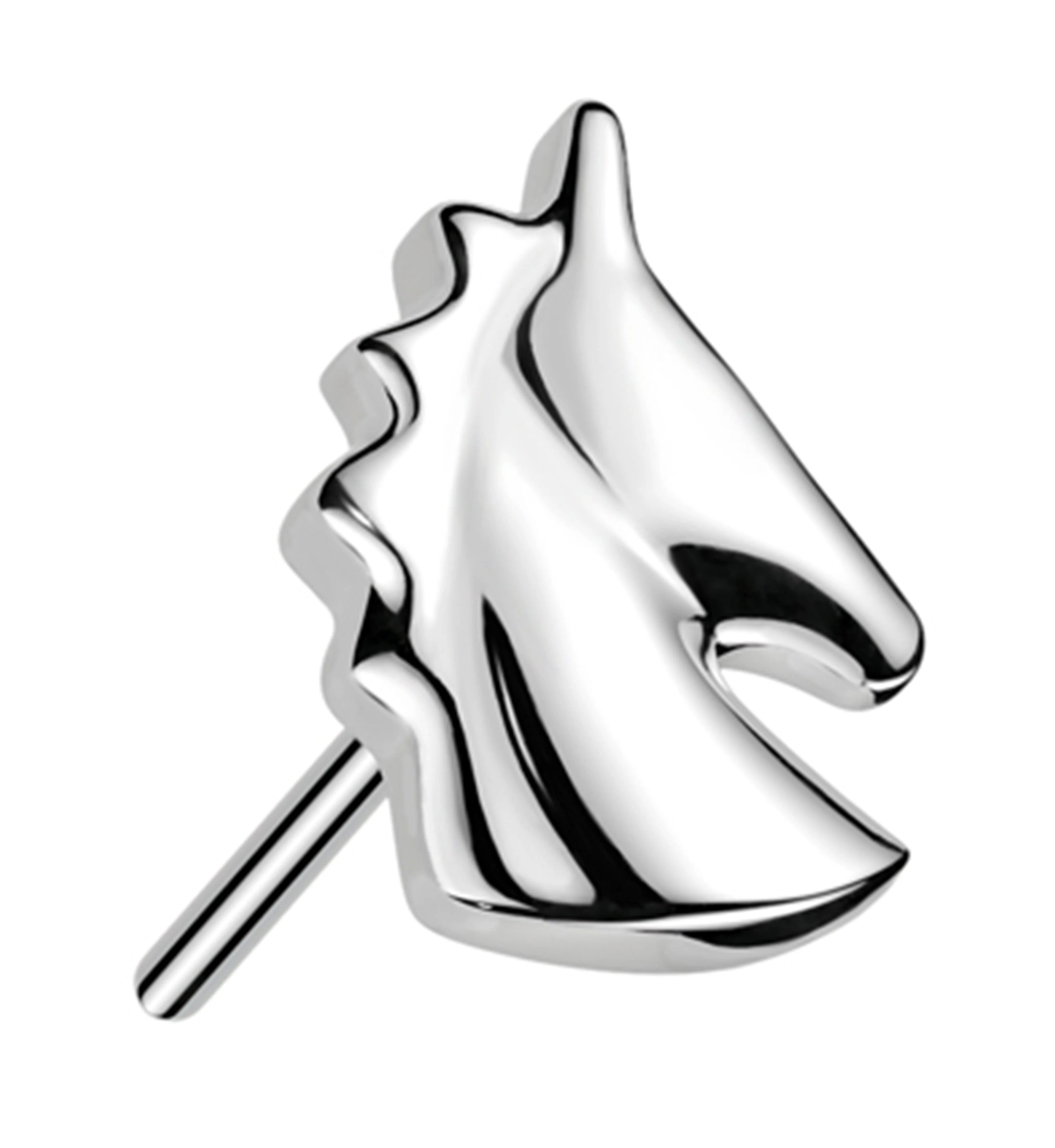14kt White Gold Unicorn Head Threadless Top - Mrs Treak