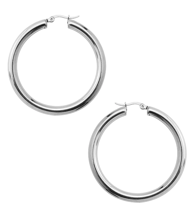 Thick Stainless Steel Hoop Earrings - Mrs Treak
