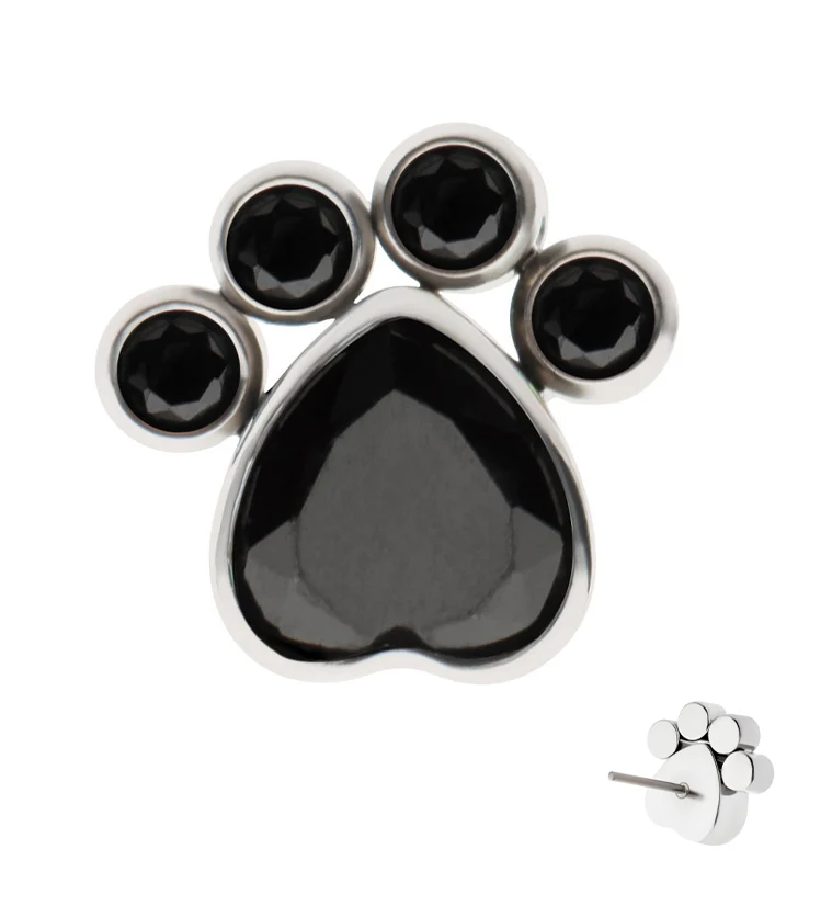 Paw Black CZ Titanium Threadless Top - Mrs Treak