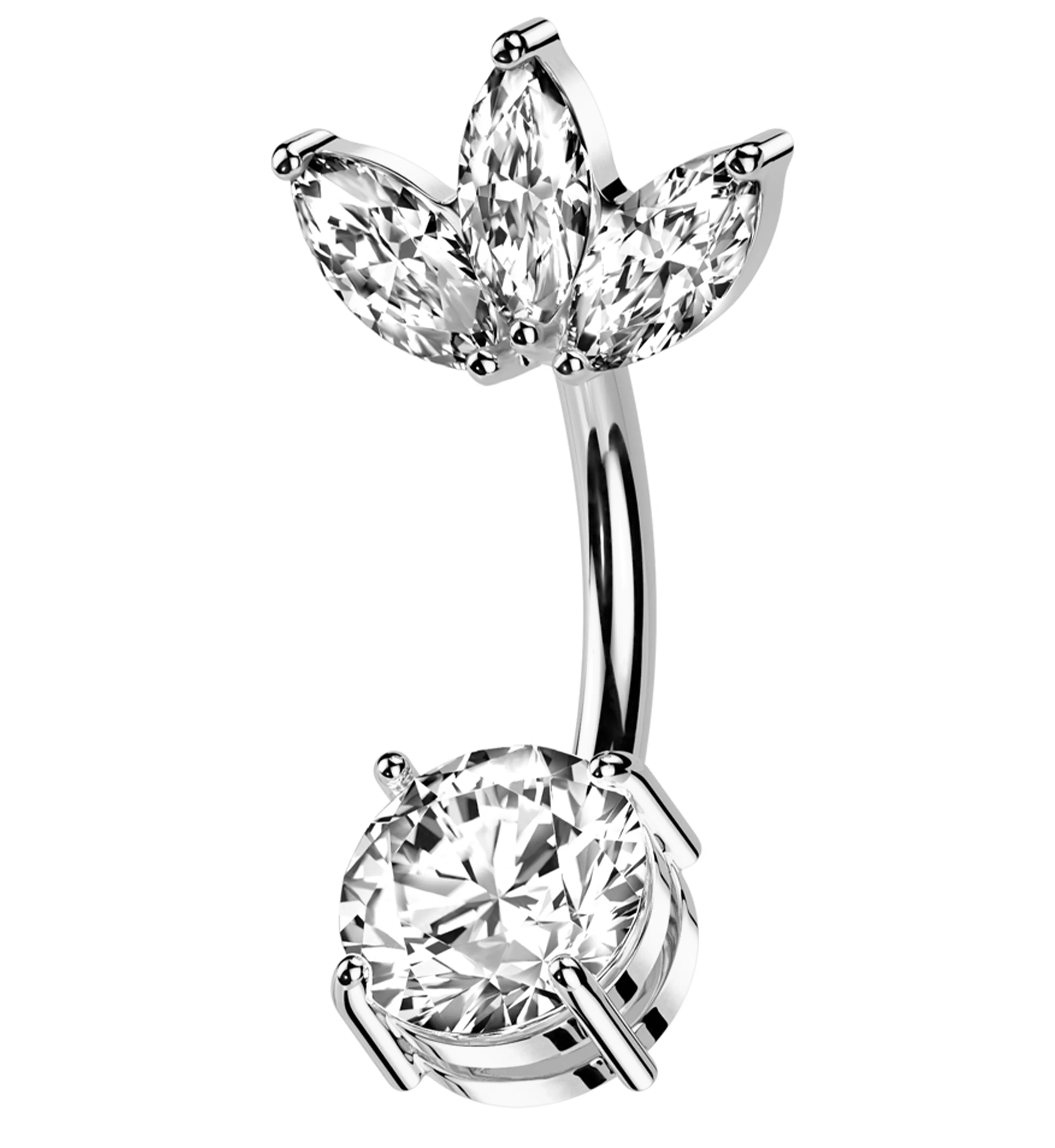Empress Top Clear CZ Stainless Steel Belly Button Ring - Mrs Treak
