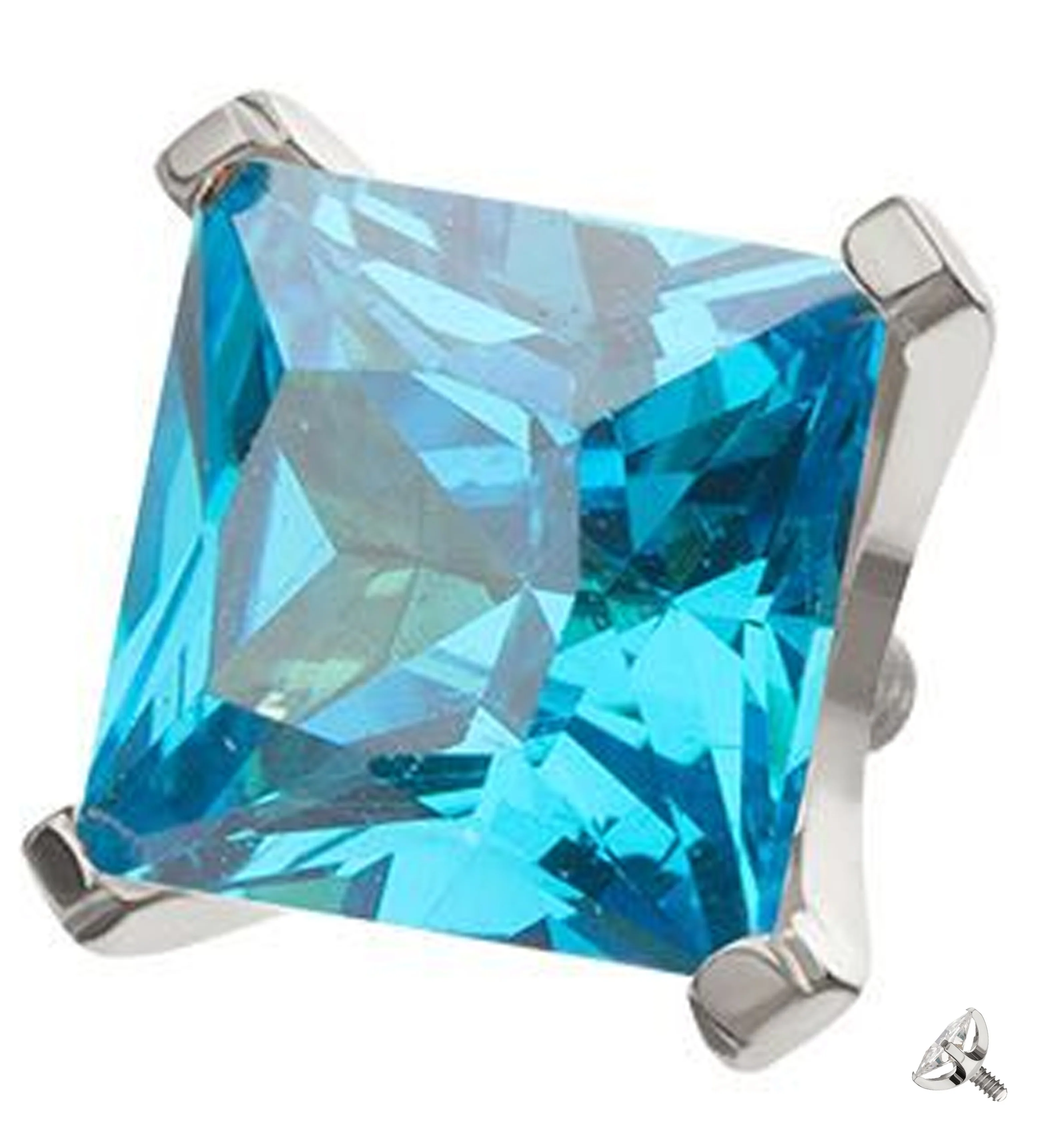 Princess Blue Topaz CZ Internally Threaded Titanium Top - Mrs Treak