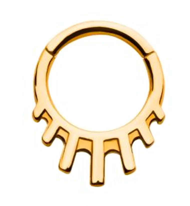 Gold PVD Drop Bars Hinged Segment Ring - Mrs Treak