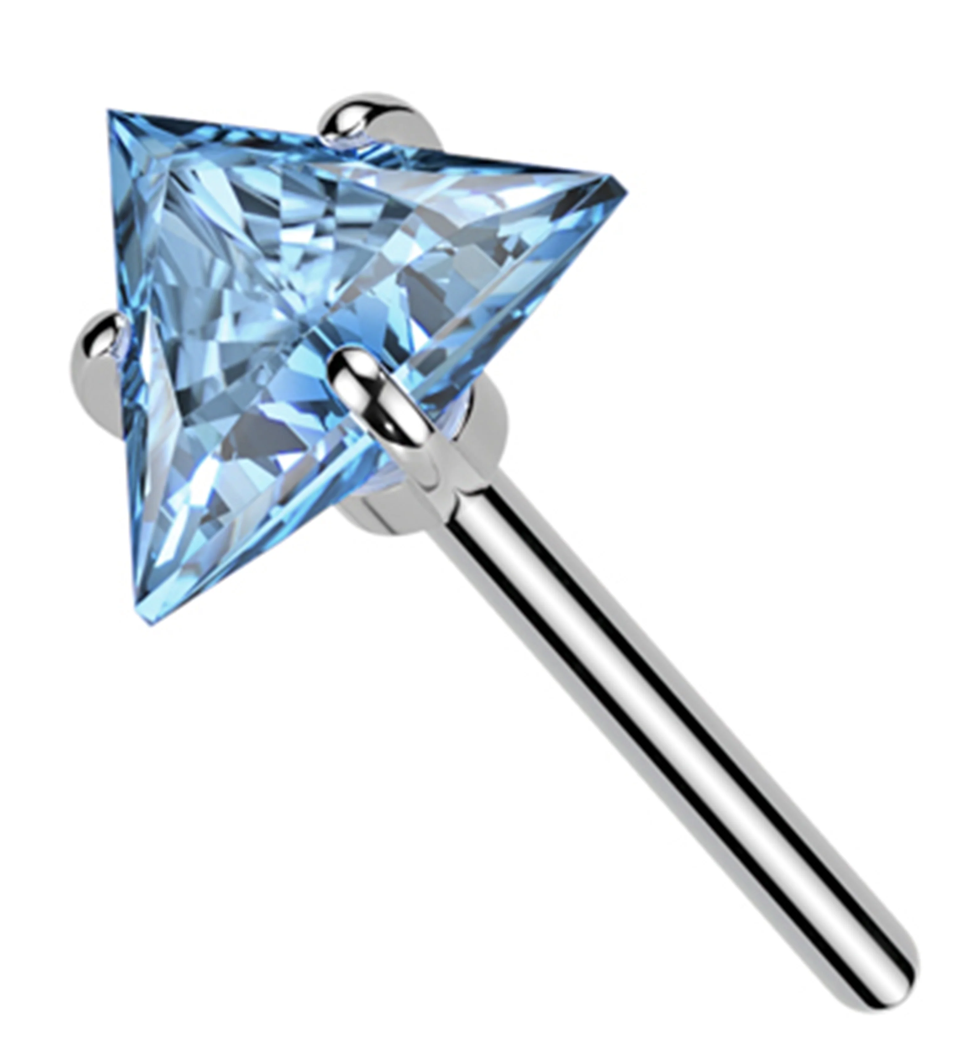 Triangle Aqua CZ Titanium Threadless Top - Mrs Treak