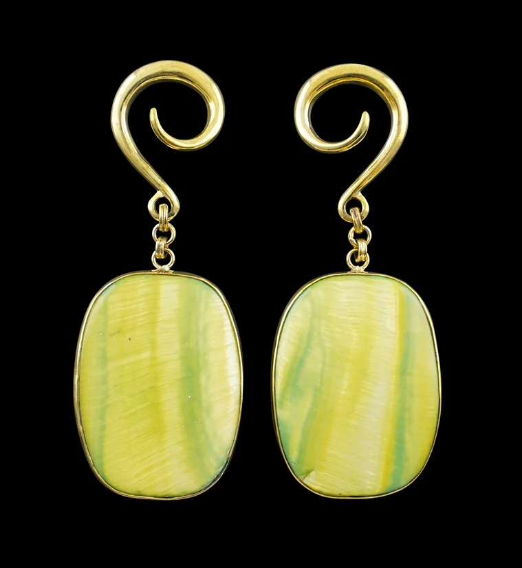 Chartreuse Mother of Pearl Shell Hangers - Mrs Treak