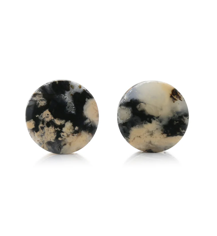 Tiger Agate Dendritic Stone Plugs 1/2