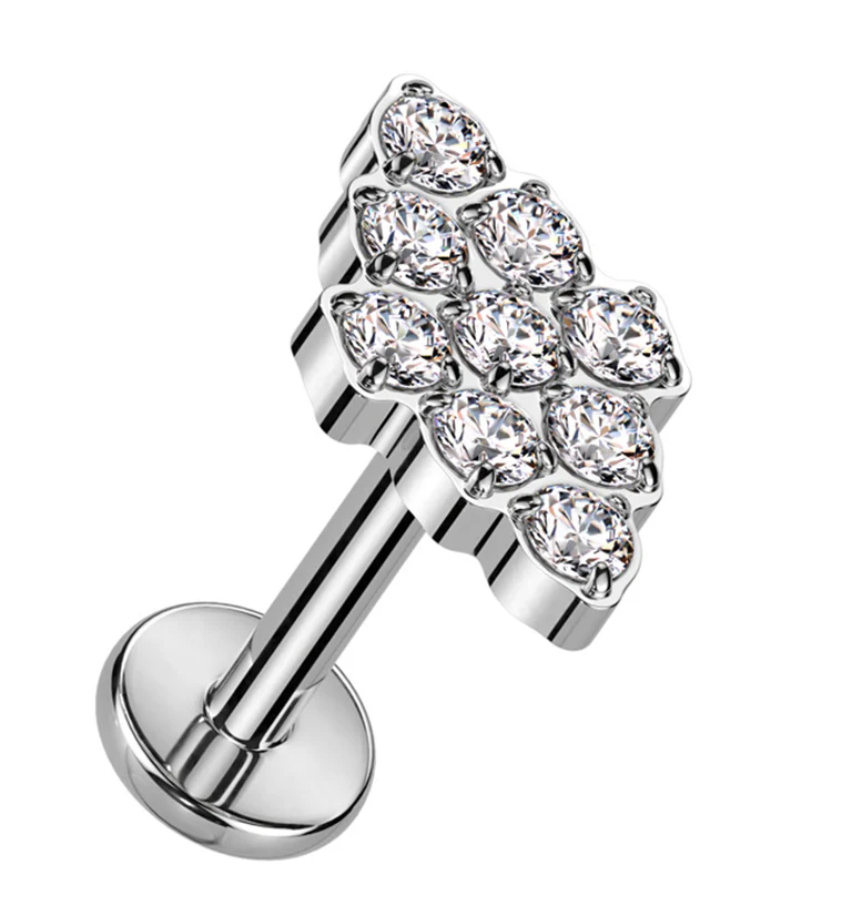 Rhombus Clear CZ Titanium Internally Threaded Labret - Mrs Treak