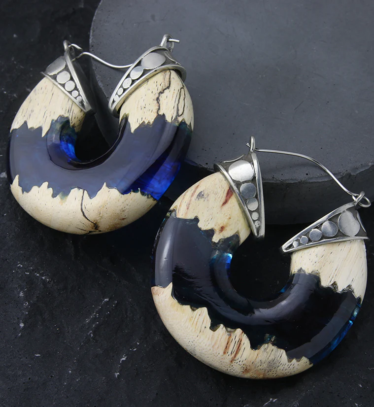 Ocean Resin Tamarind Wood Hangers / Earrings - Mrs Treak