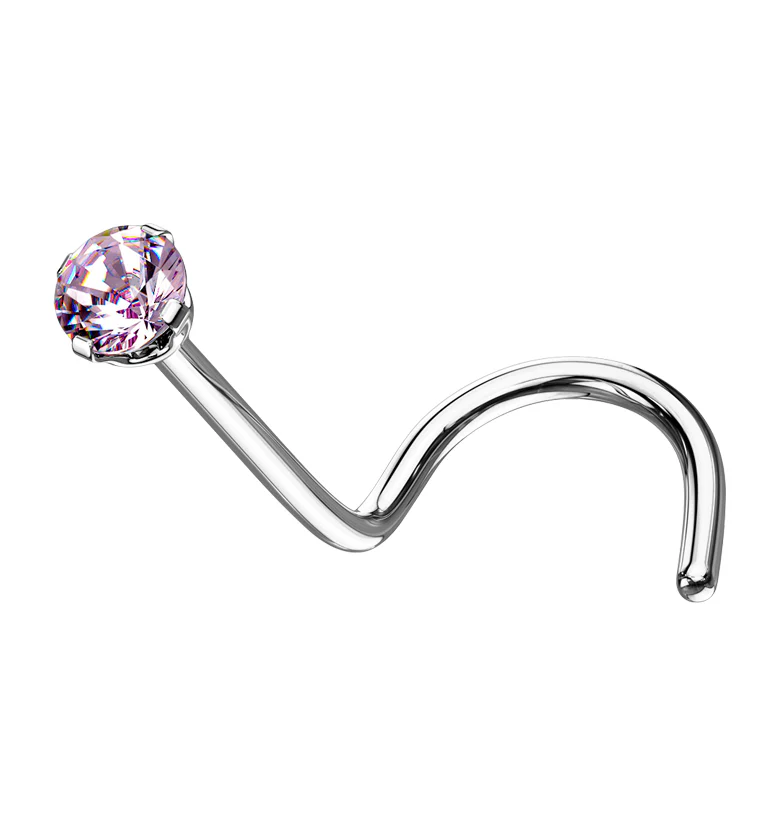 Pink CZ Titanium Nose Screw - Mrs Treak
