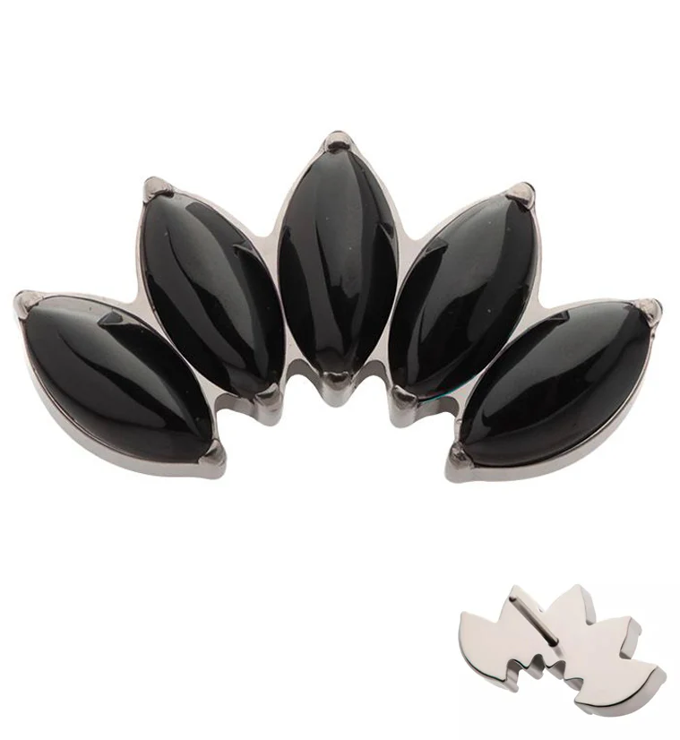 Half Crown Black Onyx Stone Threadless Titanium Top - Mrs Treak