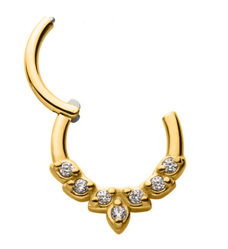 Gold PVD Sept Gem Hinged Segment Ring - Mrs Treak