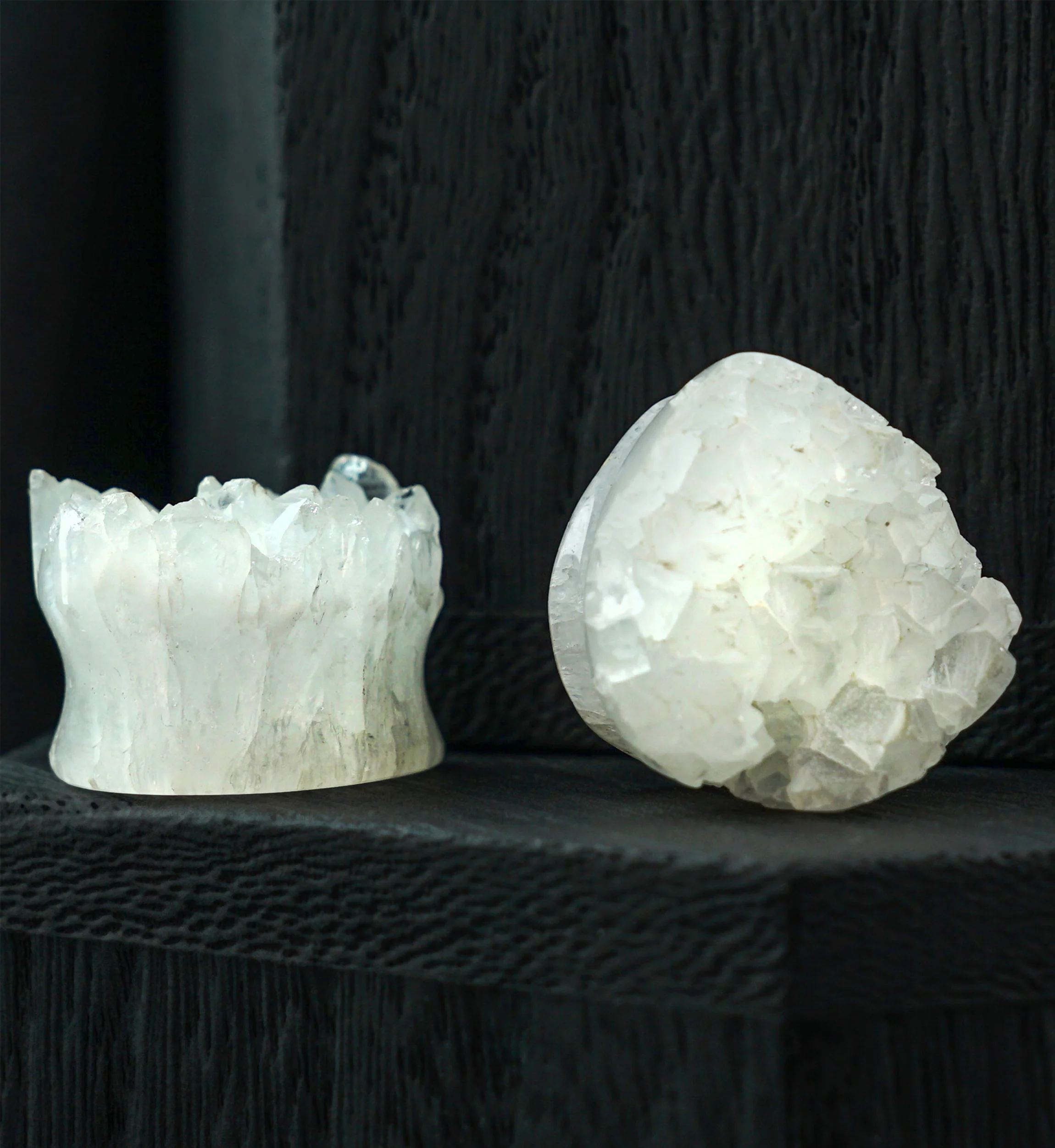 Raw White Druzy Agate Stone Teardrop Plugs 3/4