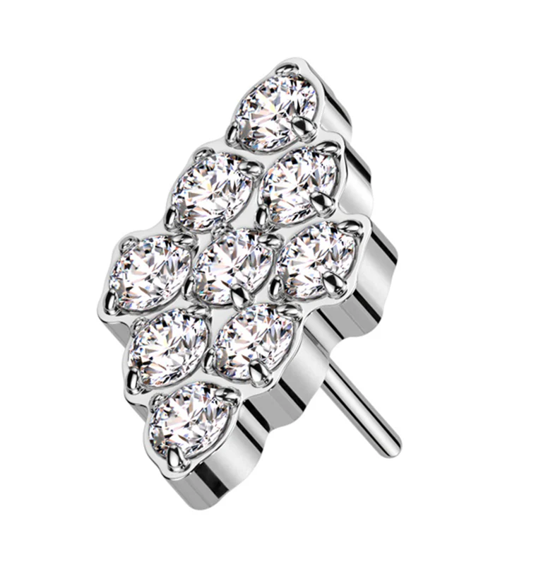 Rhombus Clear CZ Threadless Titanium Top - Mrs Treak