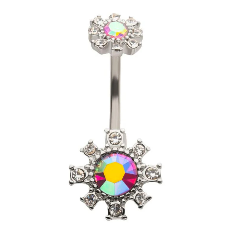 Blossom Blue Aura CZ Belly Button Ring - Mrs Treak
