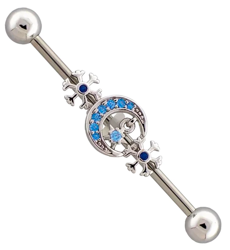 Winter Moon Aqua CZ Industrial Barbell - Mrs Treak