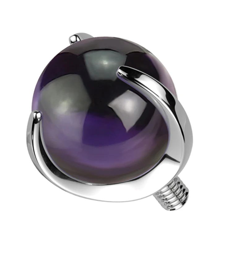 Claw Amethyst Stone Titanium Internally Threaded Top - Mrs Treak