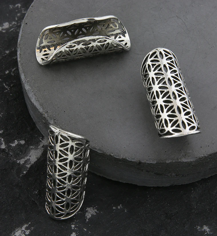 Flower Of Life White Brass Dreadlock Cuff - Mrs Treak