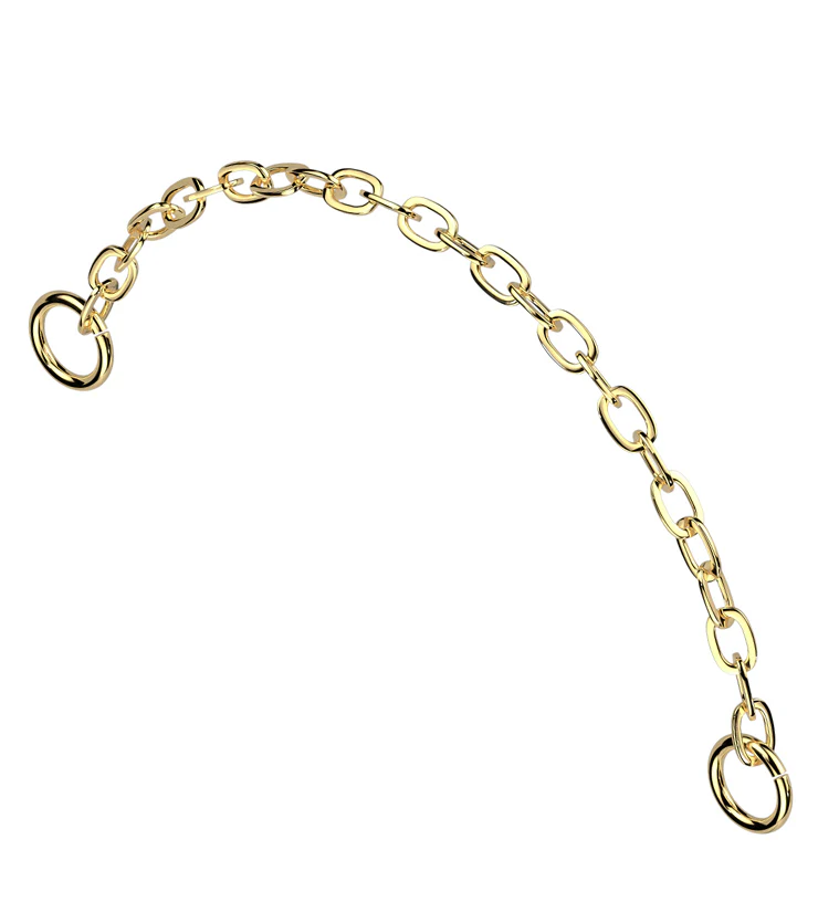 Gold PVD Rolo Titanium Nose Piercing Connector Chain - Mrs Treak