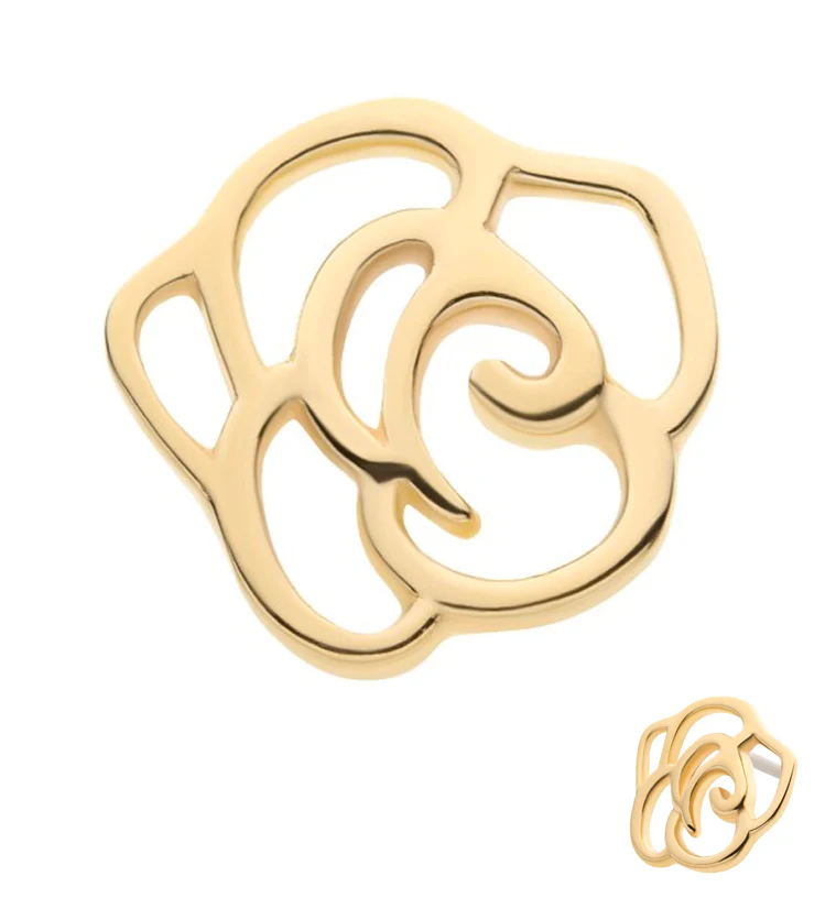 14kt Gold Rose Silhouette Threadless Top - Mrs Treak