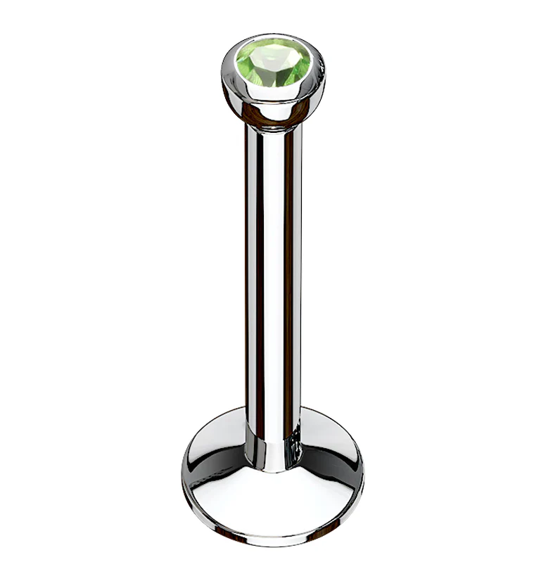 Green CZ Bezel Labret Stud (Convex Disk) - Mrs Treak
