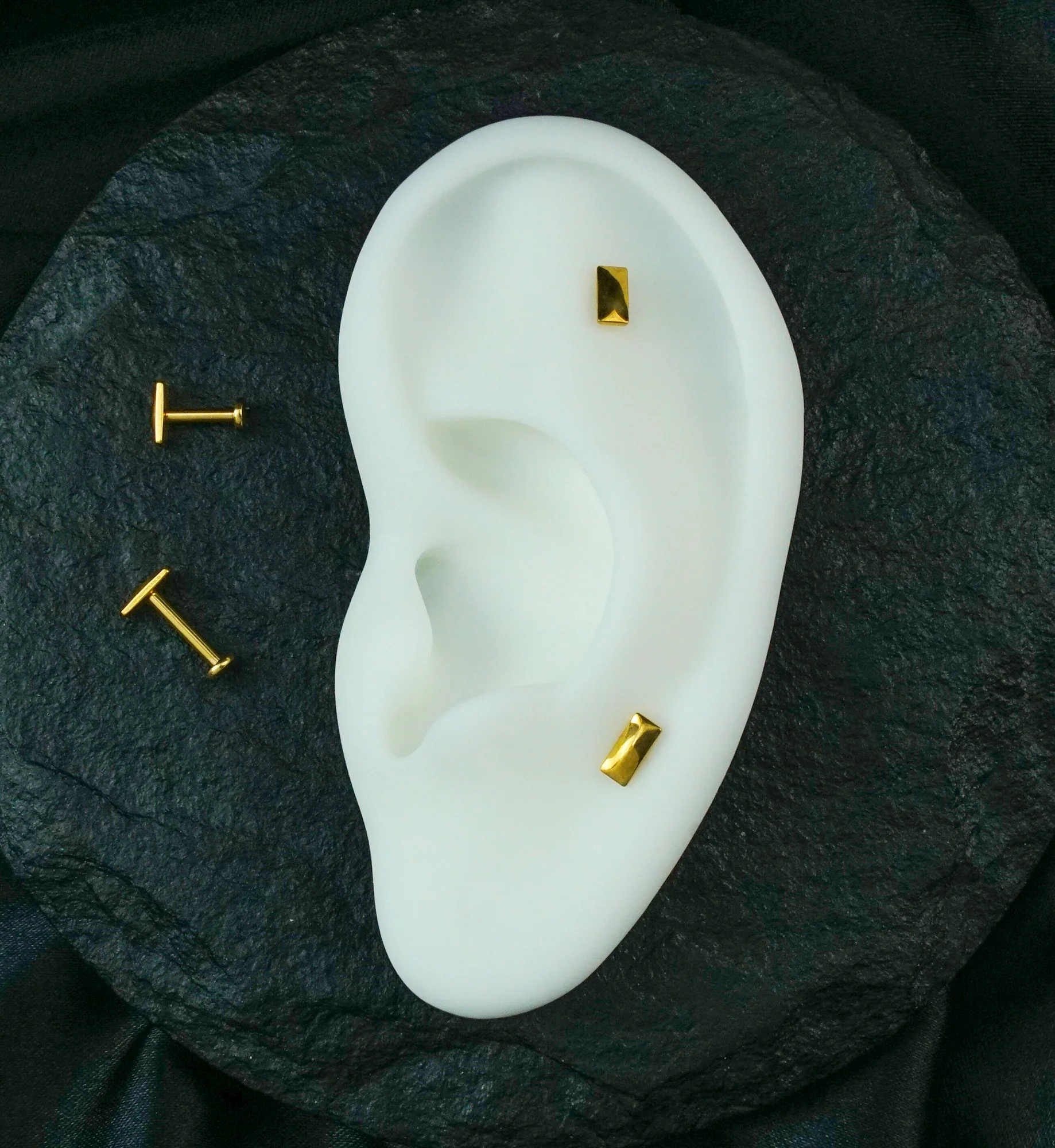 Gold PVD Stake Internally Threaded Titanium Flat Disk Labret - Mrs Treak