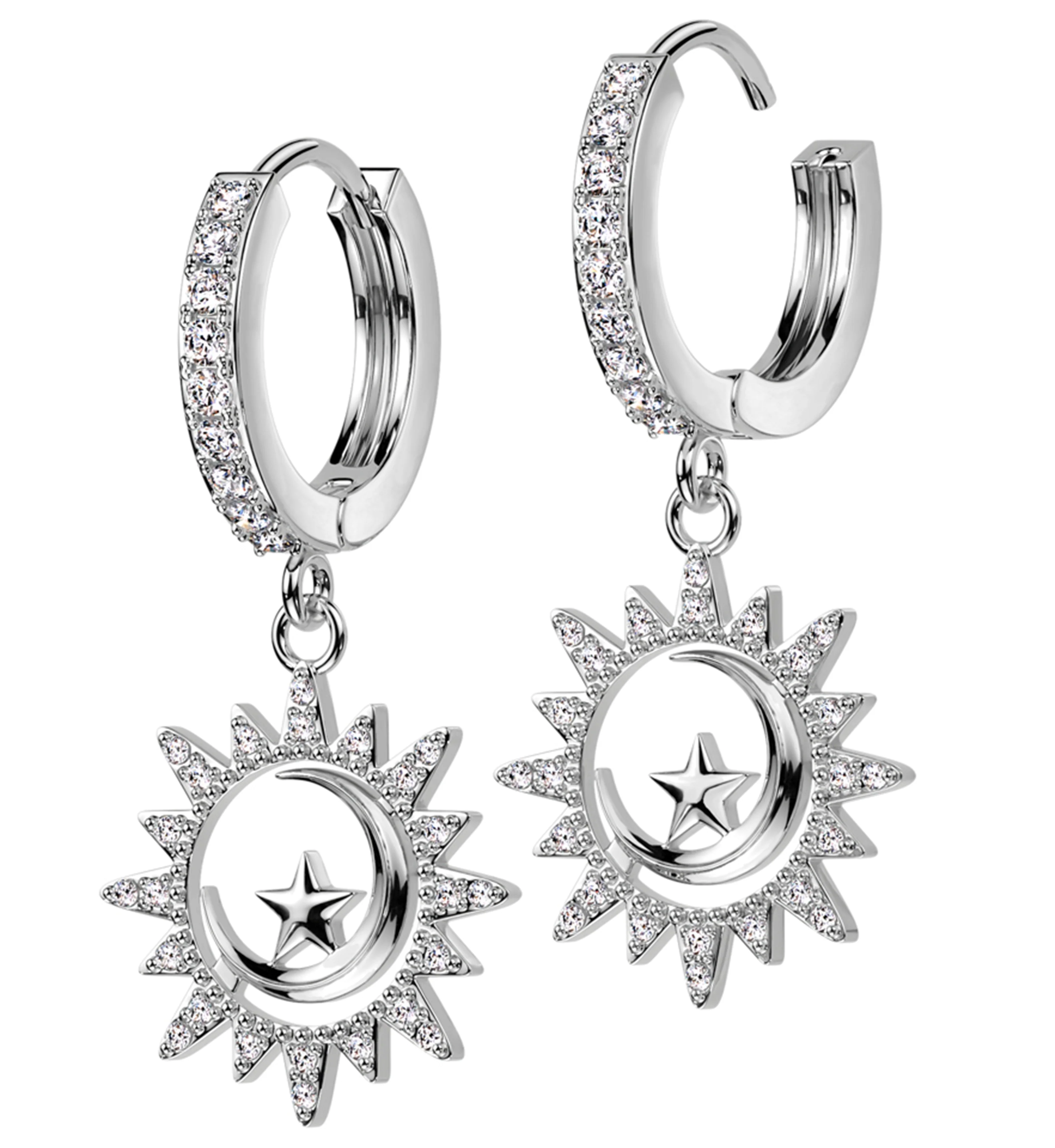 Celestial CZ Stainless Steel Hoop Earrings - Mrs Treak