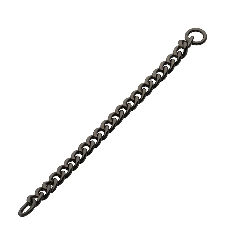 Black PVD Curb Titanium Nose & Cartilage Piercing Chain - Mrs Treak