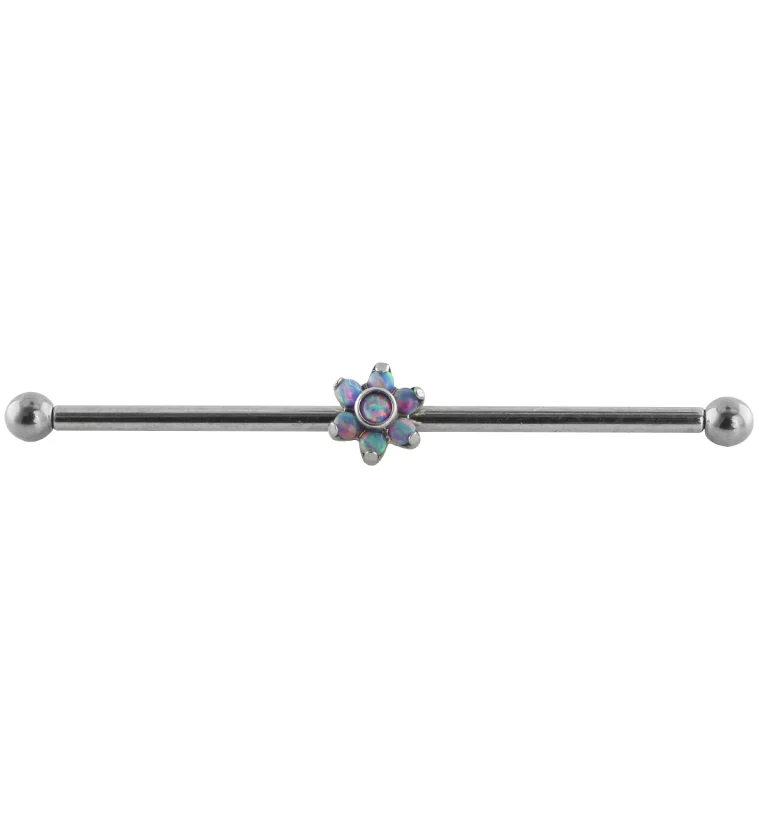Purple Opalite Flower Titanium Industrial Barbell - Mrs Treak