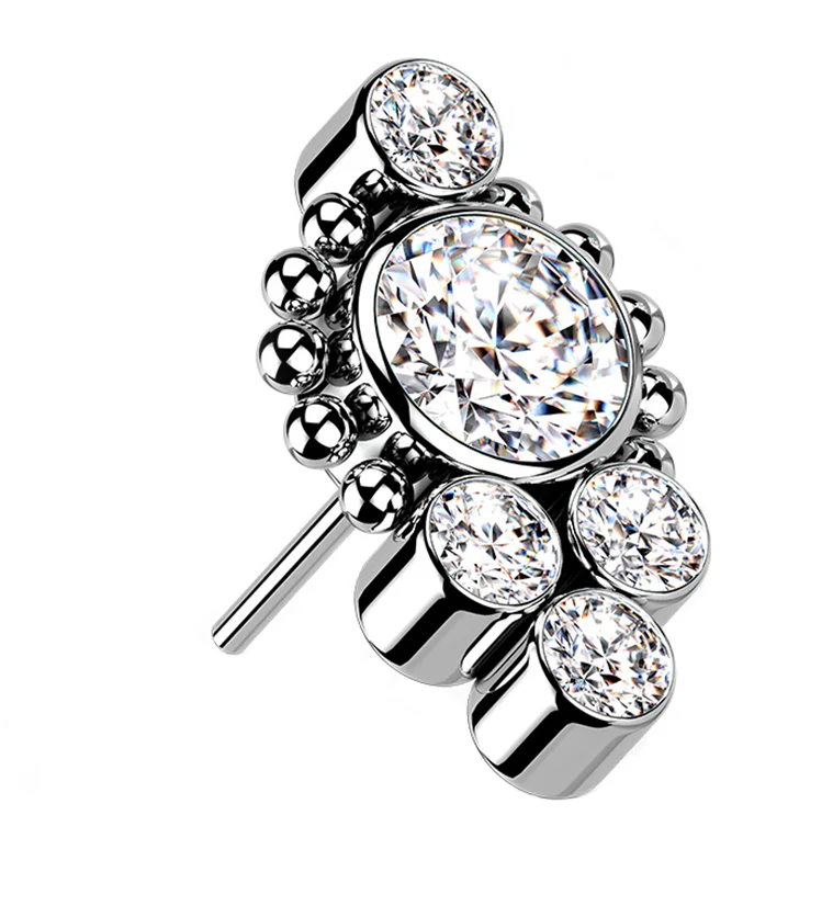 Regal Clear CZ Titanium Threadless Top - Mrs Treak