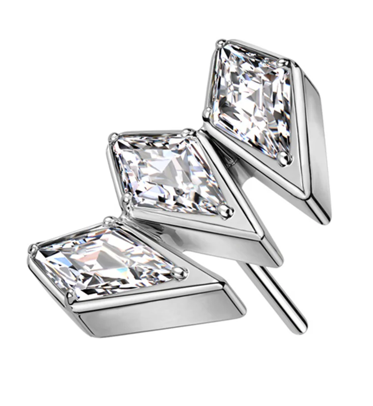 Triple Quill Clear CZ Titanium Threadless Top - Mrs Treak