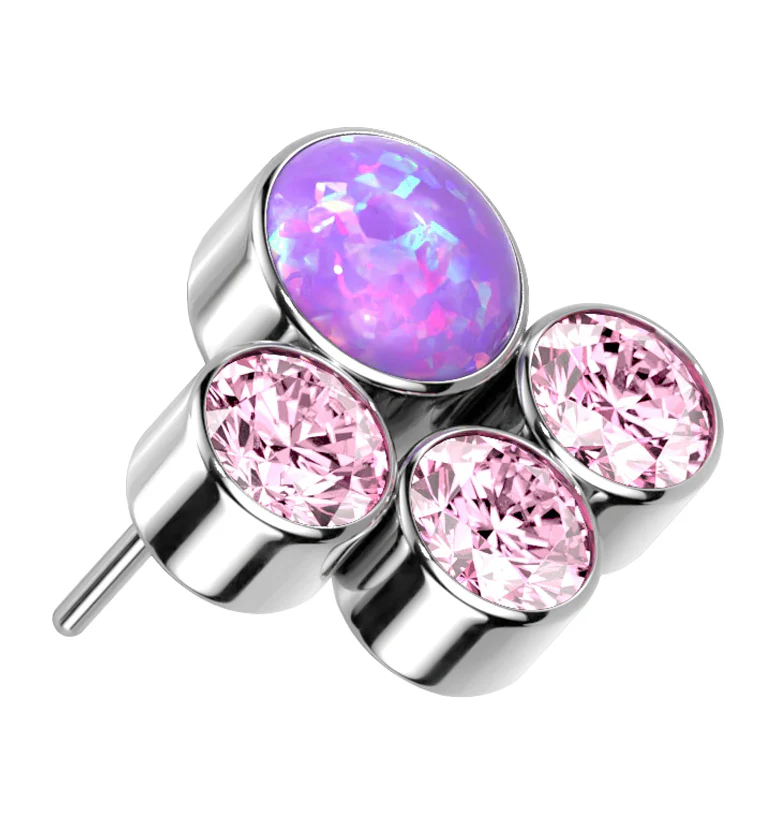 Array Purple Opalite Pink CZ Titanium Threadless Top - Mrs Treak