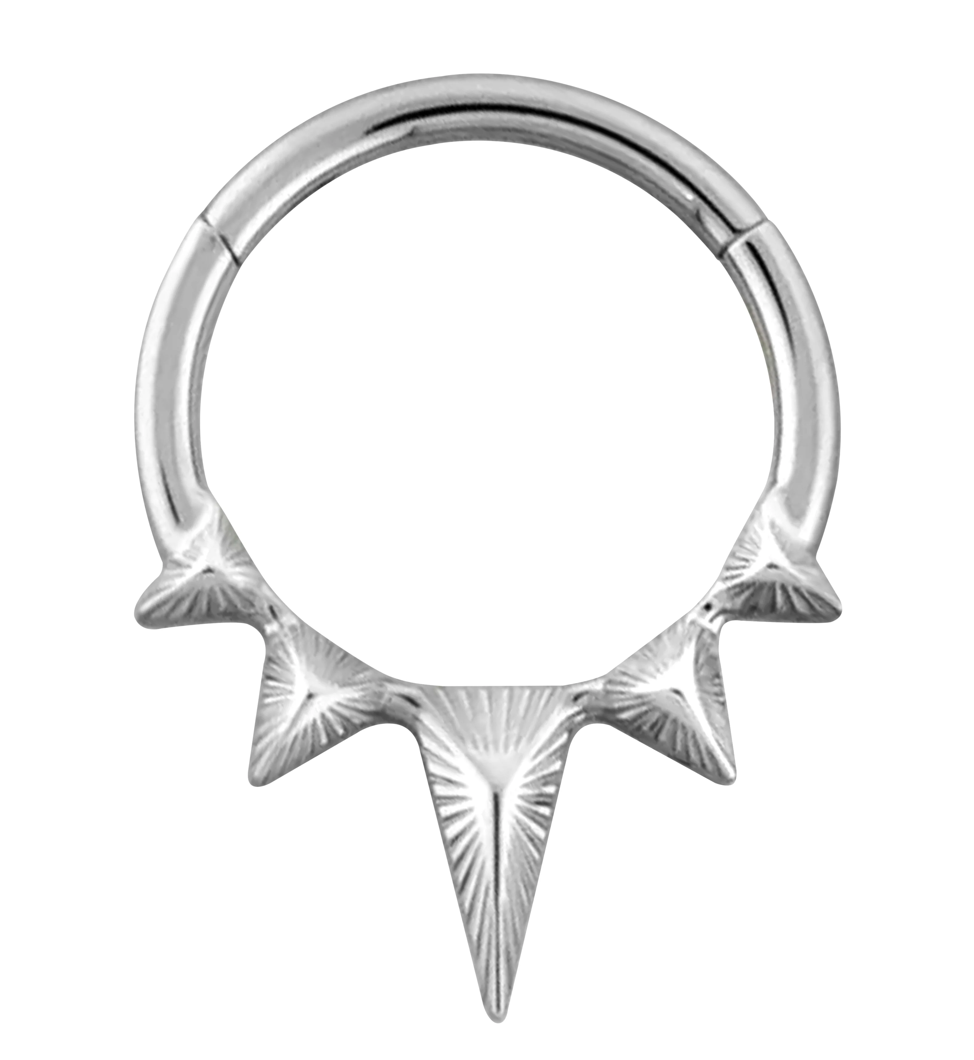 Spike Corrugated Titanium Hinged Segment Ring - Mrs Treak