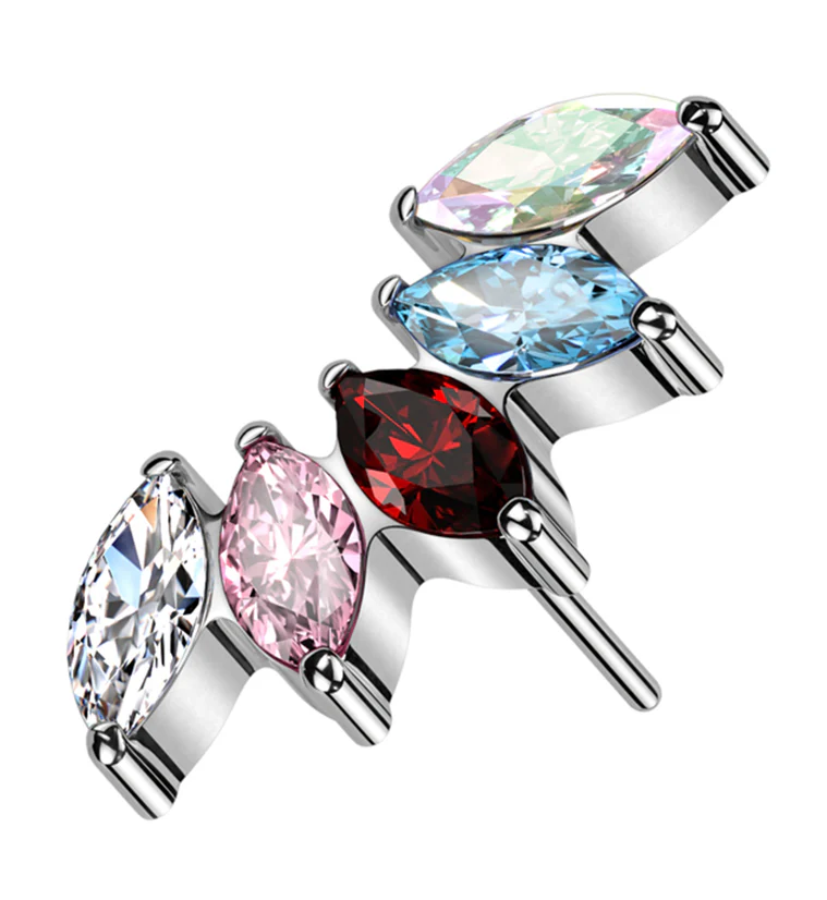 Half Crown Rainbow CZ Threadless Titanium Top - Mrs Treak