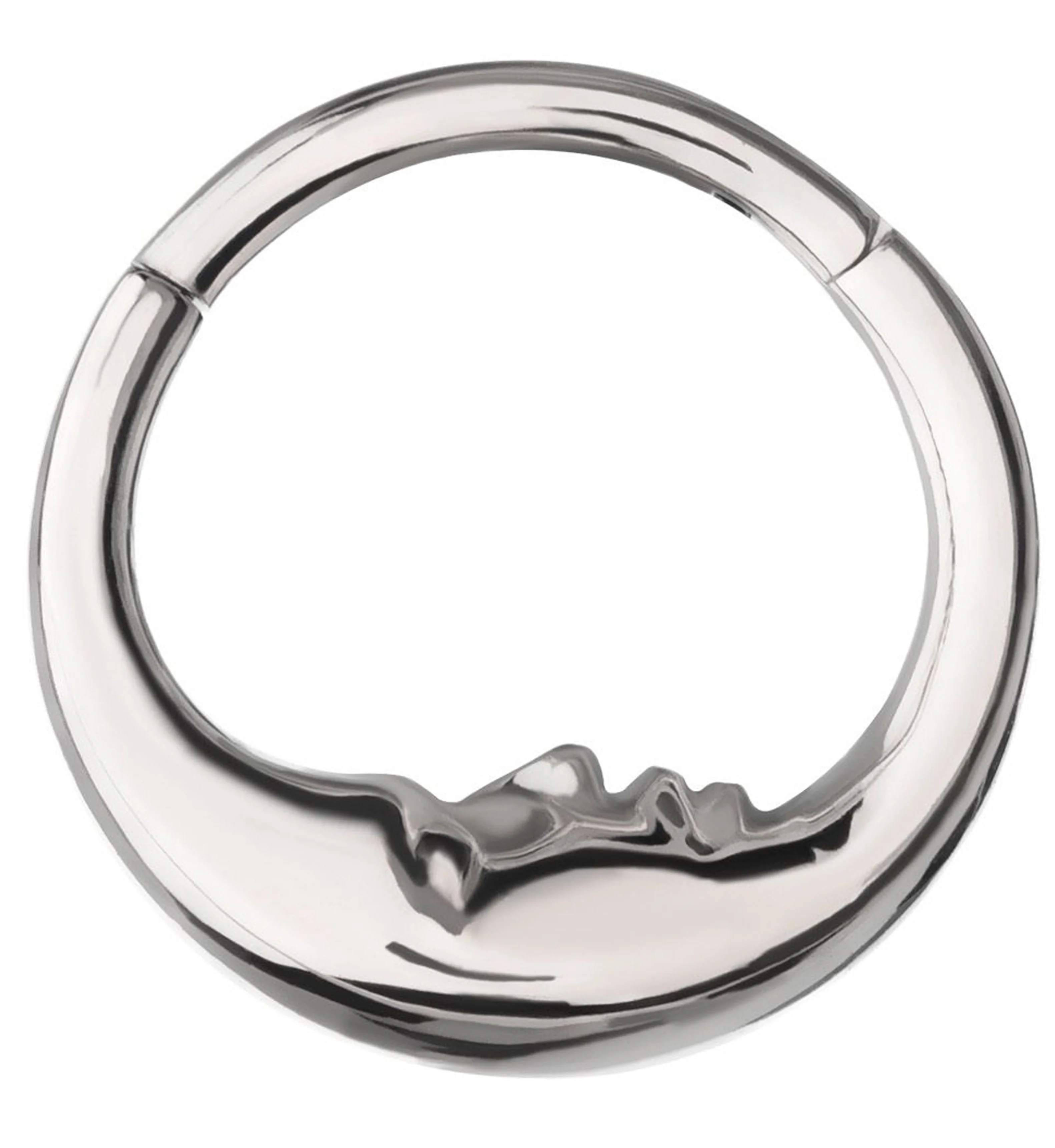 Half Moon Face Titanium Hinged Segment Ring - Mrs Treak