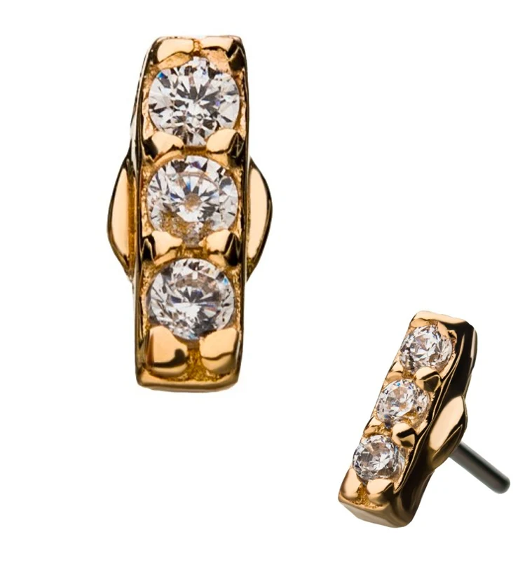 14kt Gold CZ Gem Bar Threadless Top - Mrs Treak