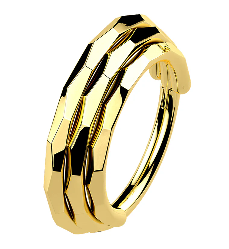 Gold PVD Stacked Verge Titanium Hinged Segment Ring - Mrs Treak