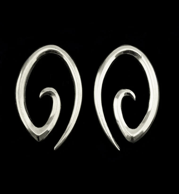 Oval Spiral White Brass Ear Weights - Mrs Treak